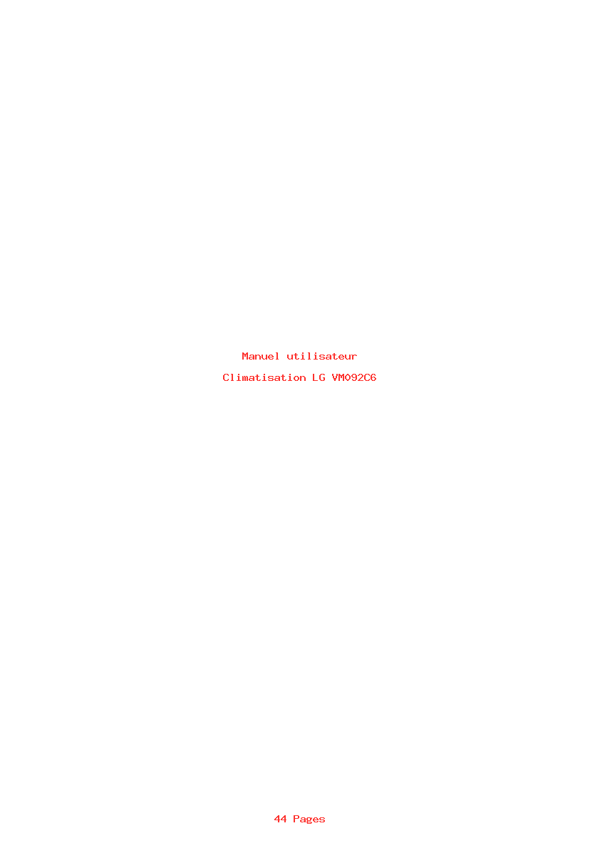 Page 1 de la notice Manuel utilisateur LG VM092C6
