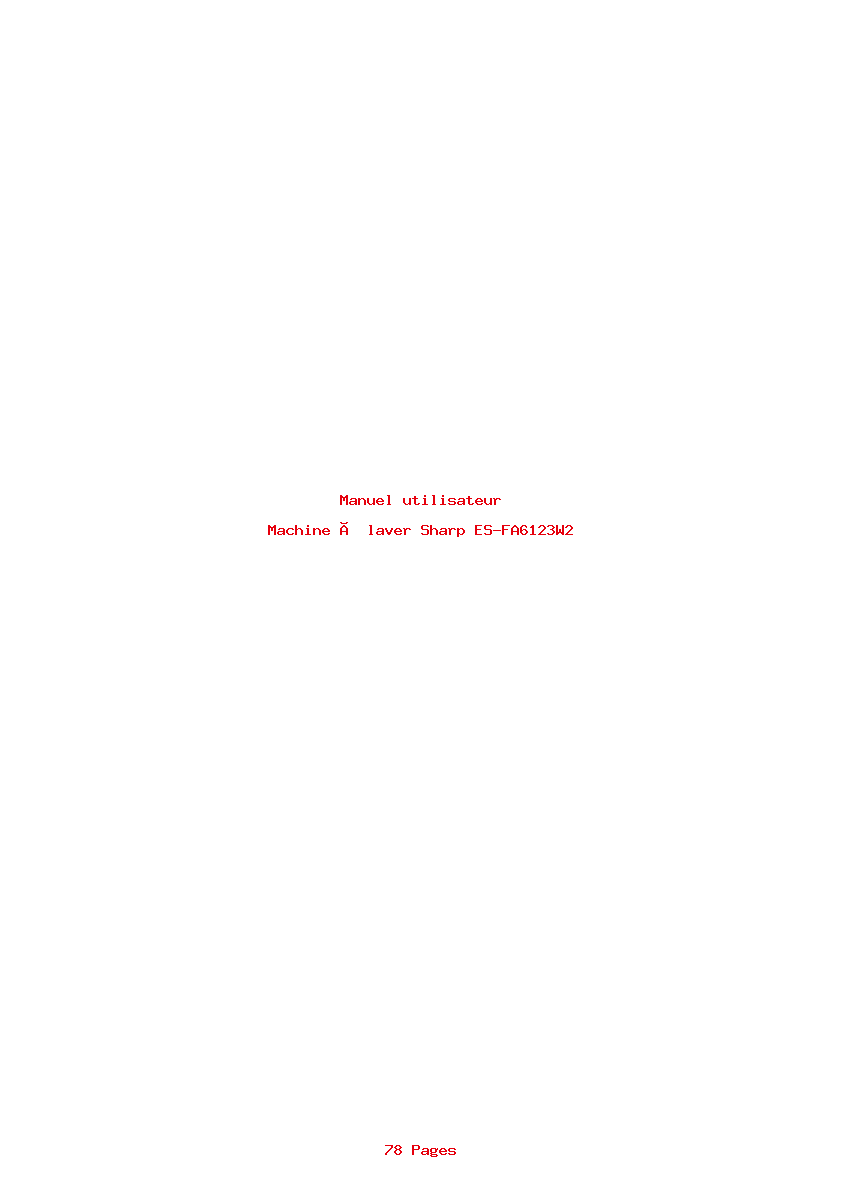 Page 1 de la notice Manuel utilisateur Sharp ES-FA6123W2