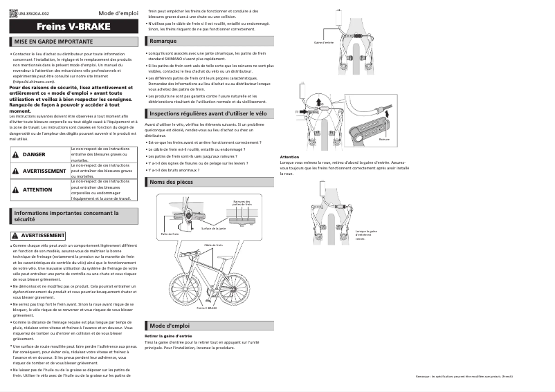 Page 1 of the manual User Manual Shimano BR-T4010