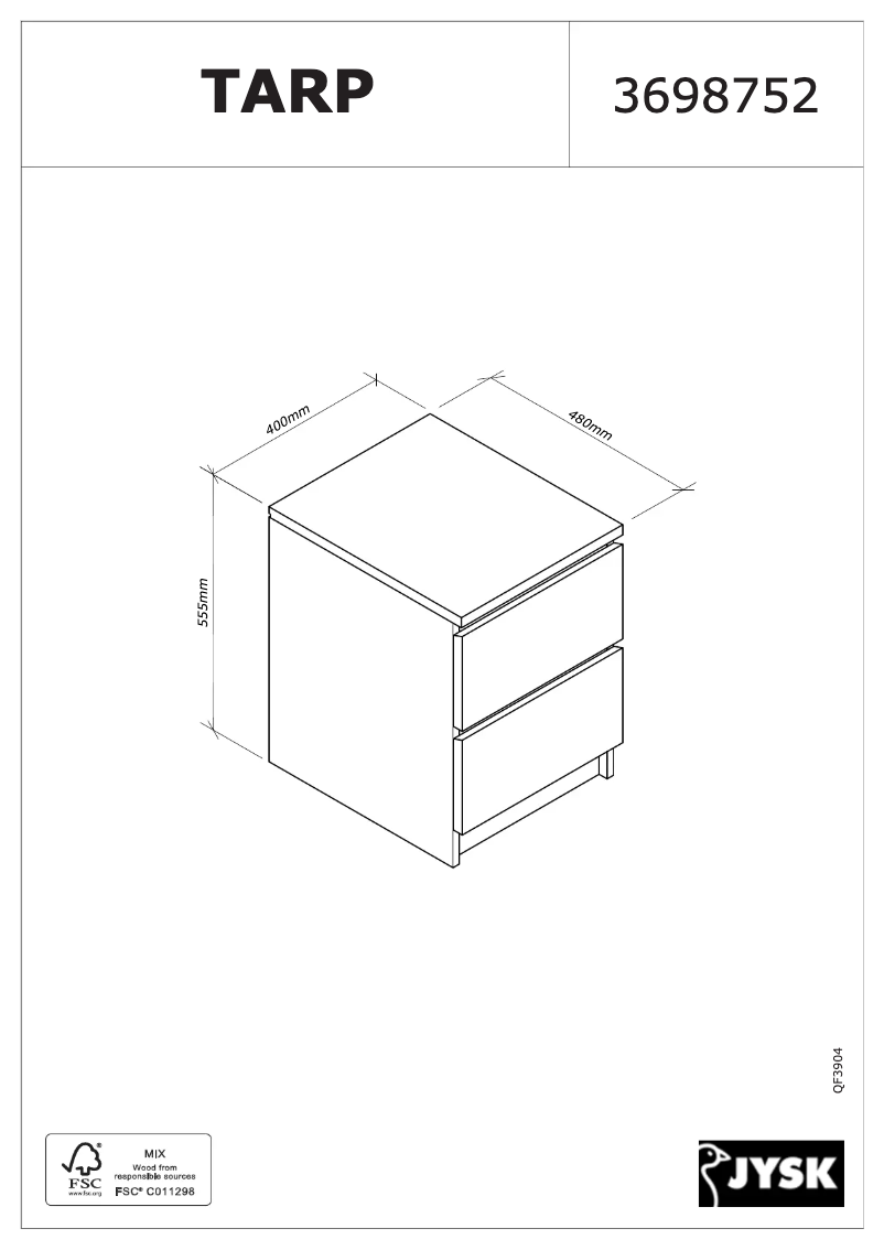 Page 1 de la notice Manuel utilisateur JYSK TARP