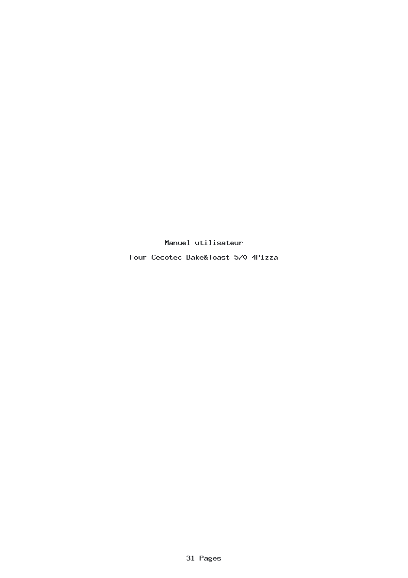 Page 1 de la notice Manuel utilisateur Cecotec Bake&Toast 570 4Pizza