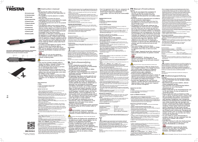 Page 1 de la notice Manuel utilisateur TriStar HD-2503