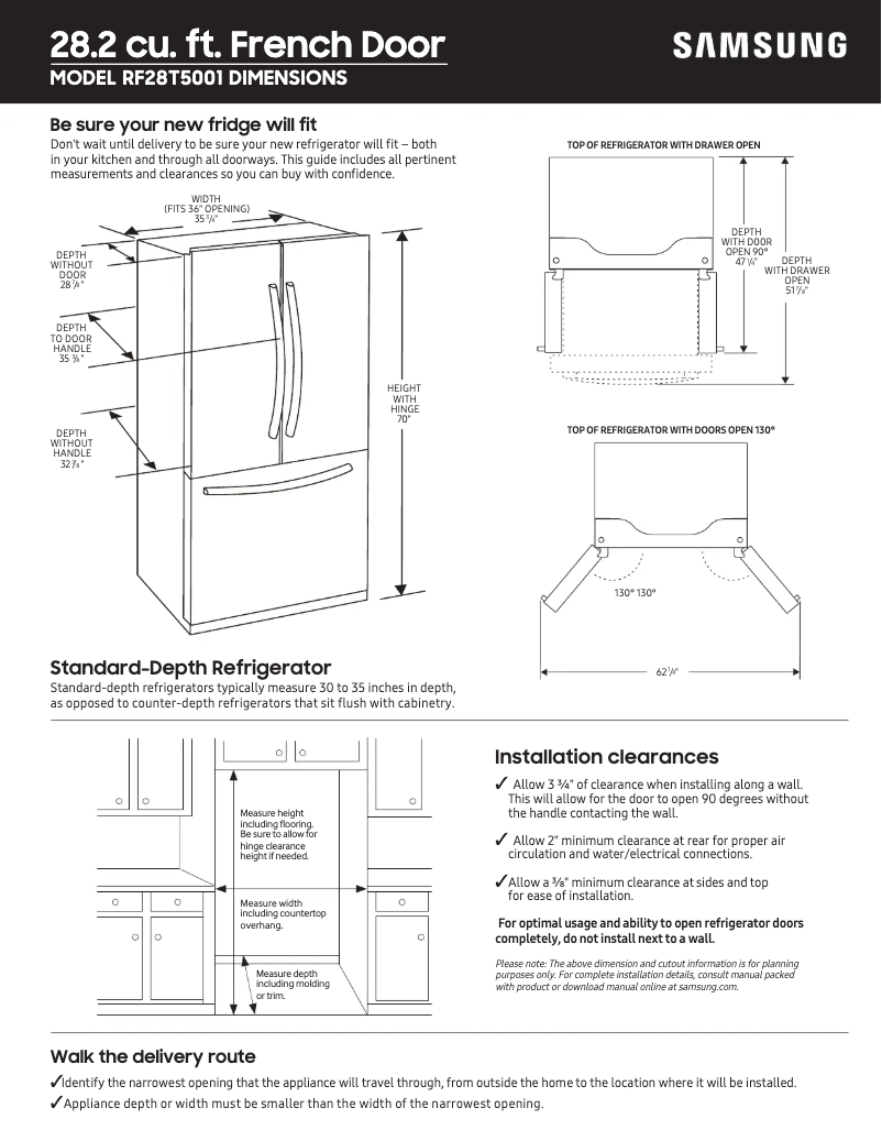 Página 1 del manual Guía de medición Samsung RF28T5001WW