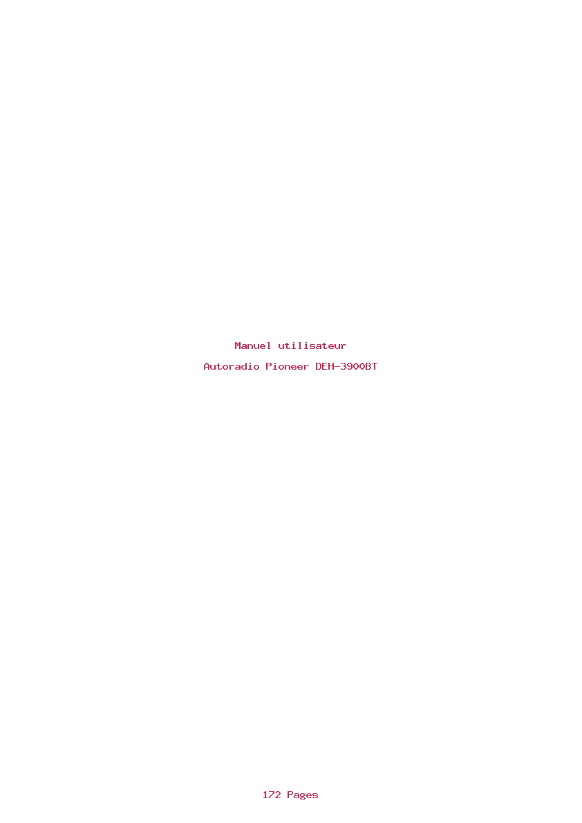 Page 1 de la notice Manuel utilisateur Pioneer DEH-3900BT
