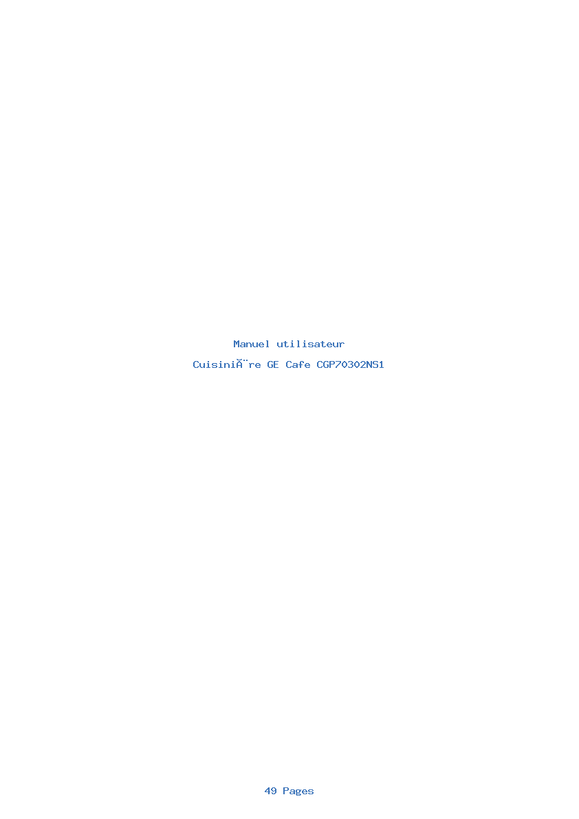 Page 1 de la notice Manuel utilisateur GE Cafe CGP70302NS1