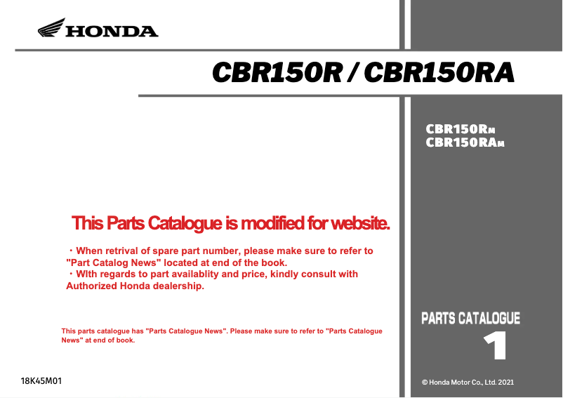 Page 1 de la notice Manuel utilisateur Honda CBR150R (2023)