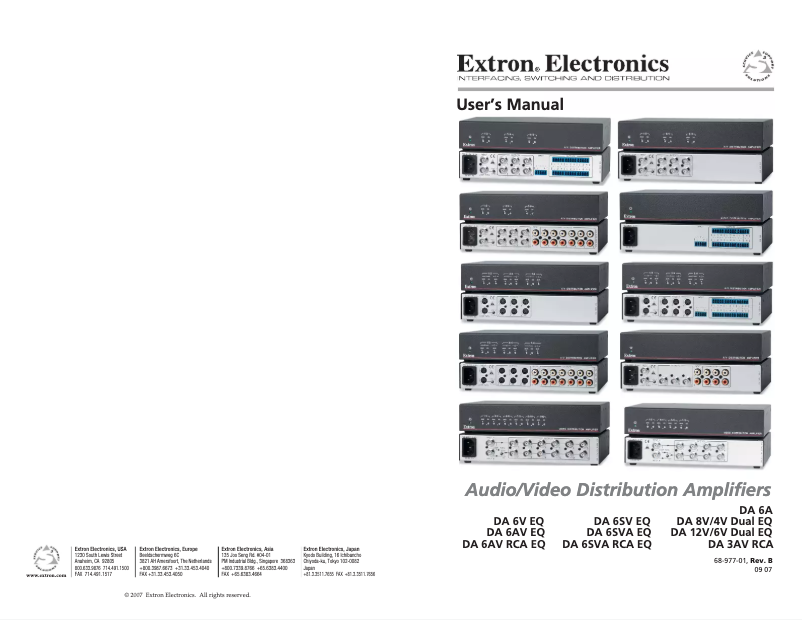 Page 1 de la notice Manuel utilisateur Extron DA 12V/6V DUAL EQ