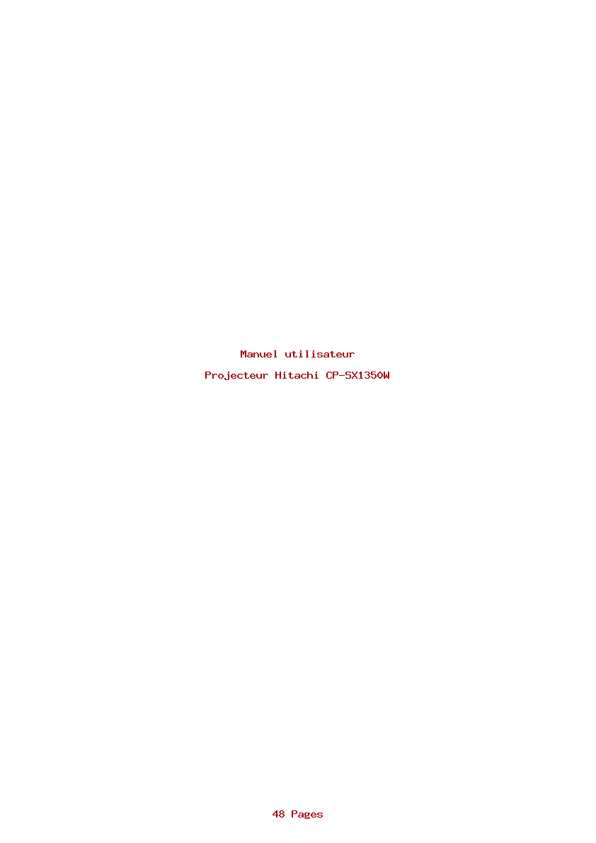 Page 1 de la notice Manuel utilisateur Hitachi CP-SX1350W