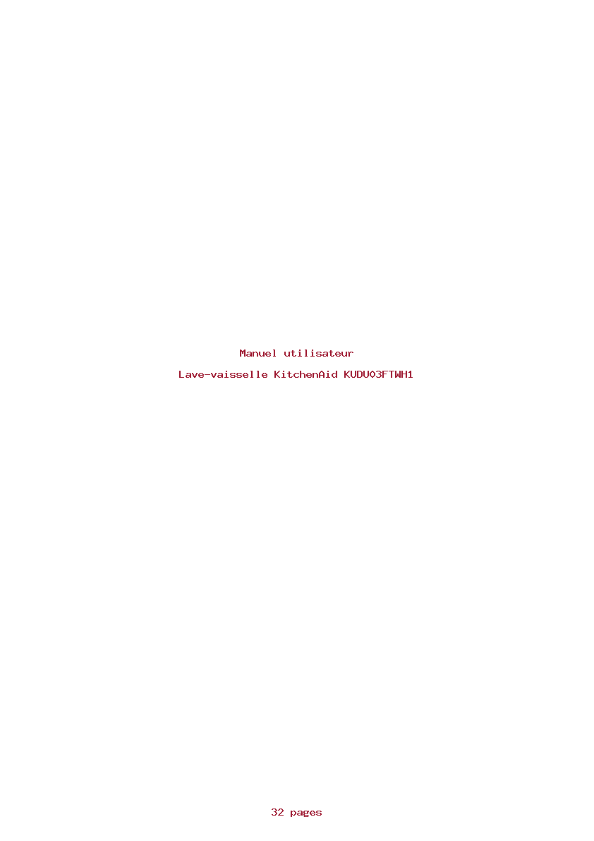 Page 1 de la notice Manuel utilisateur KitchenAid KUDU03FTWH1