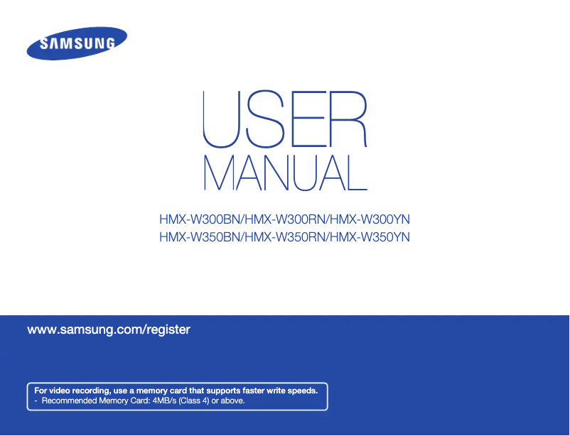 Página 1 del manual Manual de usuario Samsung HMX-W300BN