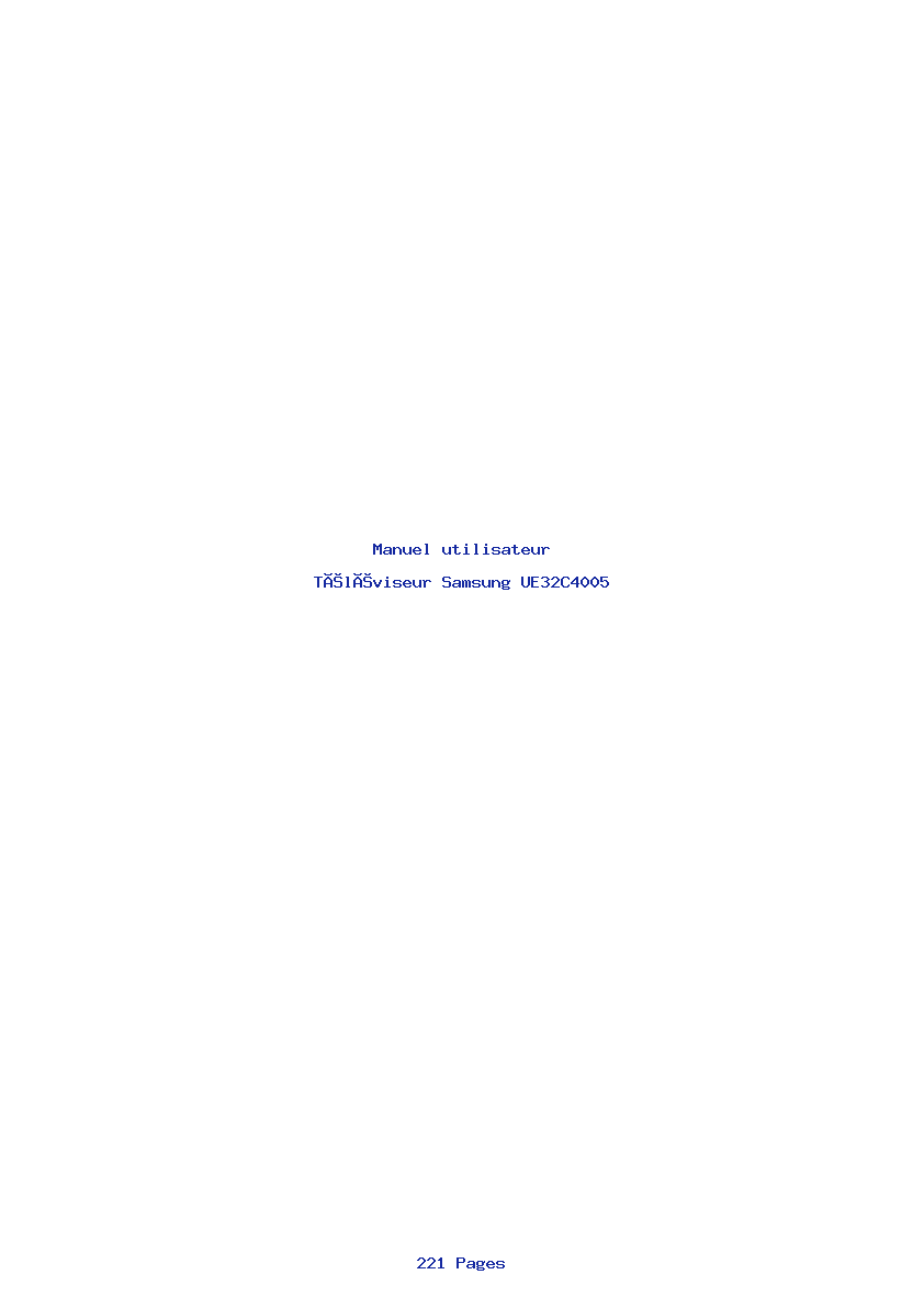 Page 1 de la notice Manuel utilisateur Samsung UE32C4005