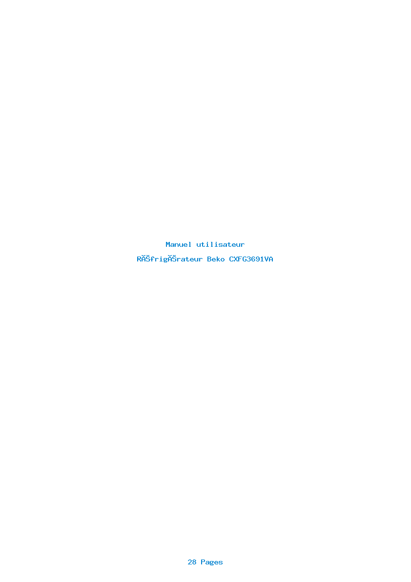 Page 1 de la notice Manuel utilisateur Beko CXFG3691VA