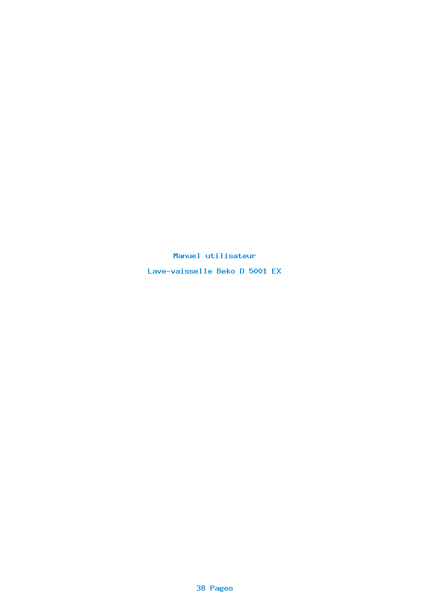 Page 1 de la notice Manuel utilisateur Beko D 5001 EX