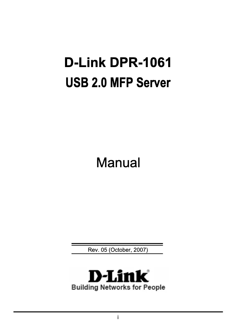 Page 1 de la notice Manuel utilisateur D-Link DPR-1061