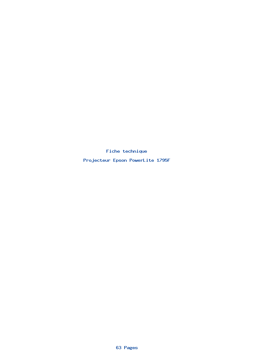 Page 1 de la notice Fiche technique Epson PowerLite 1795F