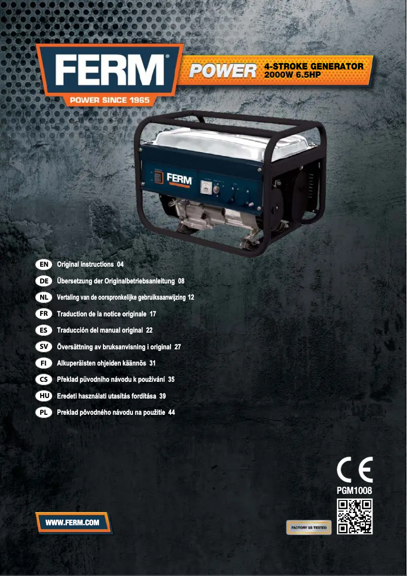 Page 1 de la notice Manuel utilisateur Ferm PGM1008