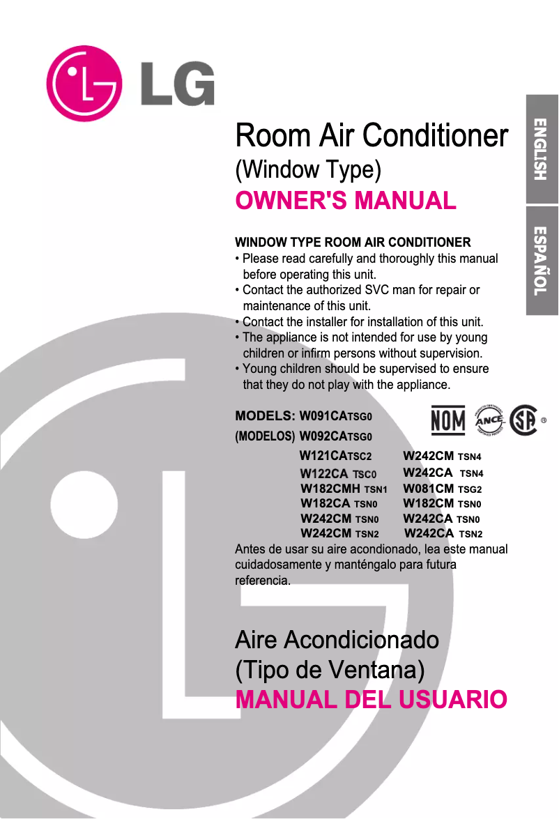 Page 1 de la notice Manuel utilisateur LG W242CA