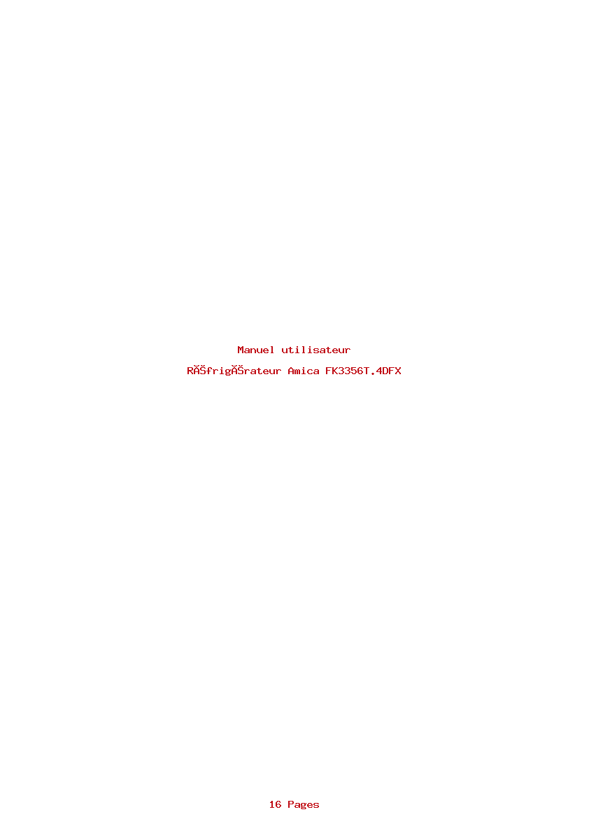 Page 1 de la notice Manuel utilisateur Amica FK3356T.4DFX