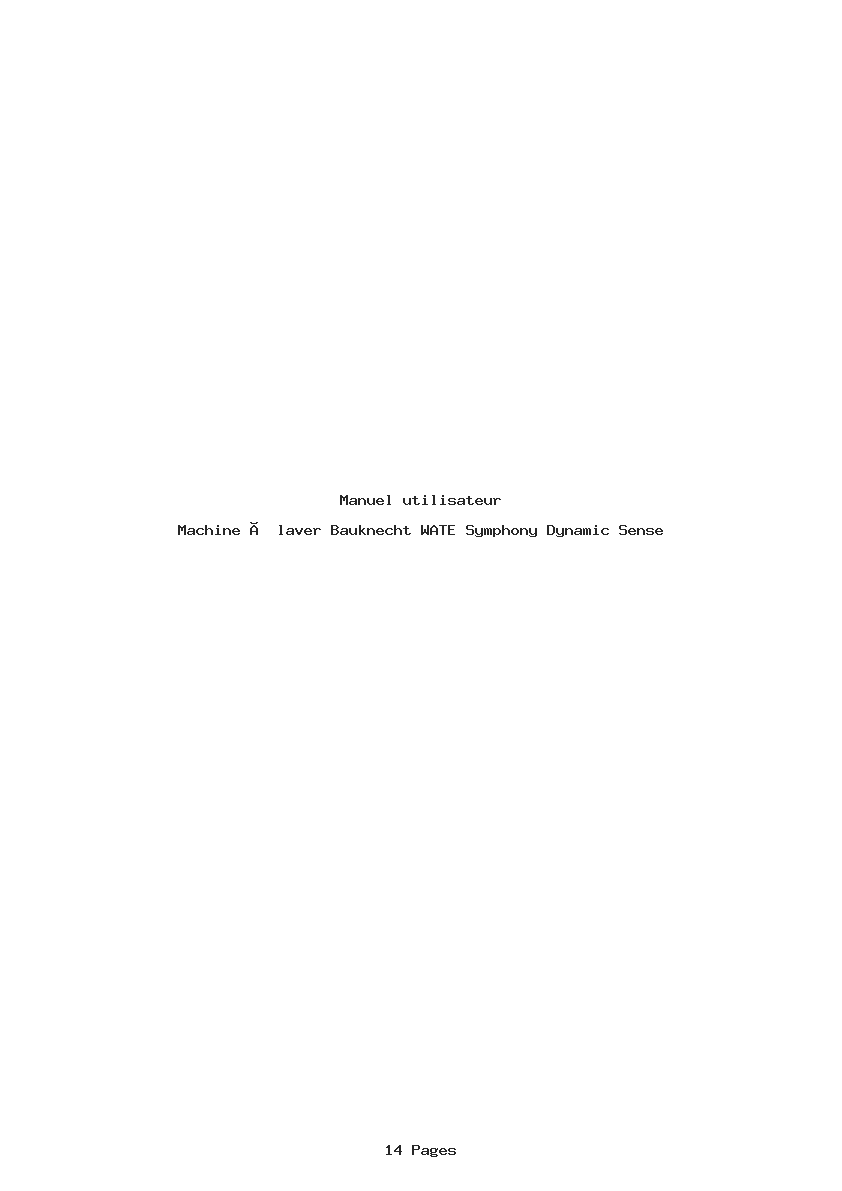 Page 1 de la notice Manuel utilisateur Bauknecht WATE Symphony Dynamic Sense