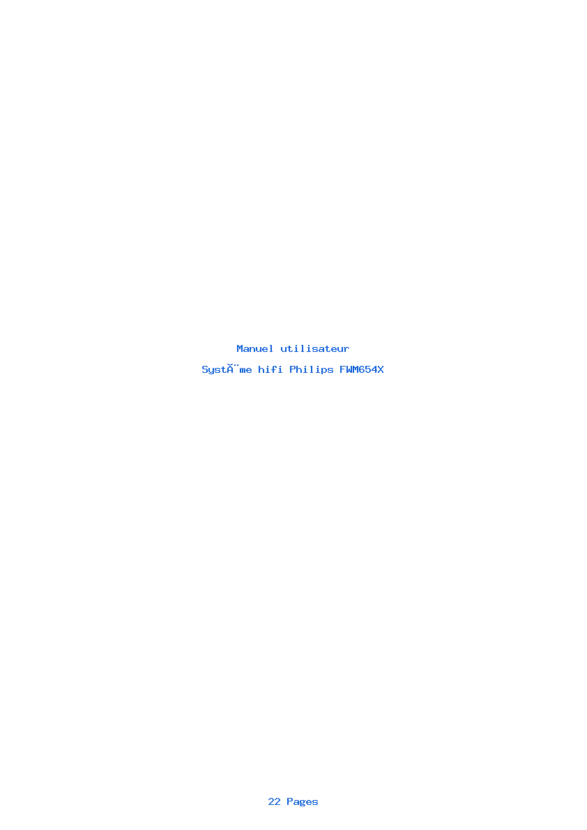 Page 1 de la notice Manuel utilisateur Philips FWM654X