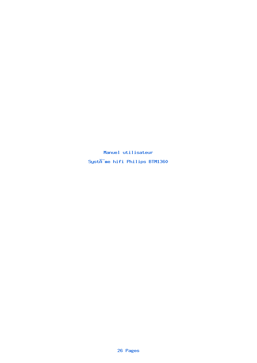 Page 1 de la notice Manuel utilisateur Philips BTM1360