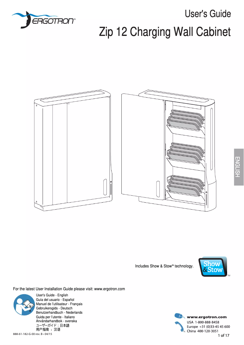 Page 1 de la notice Manuel utilisateur Ergotron Zip 12