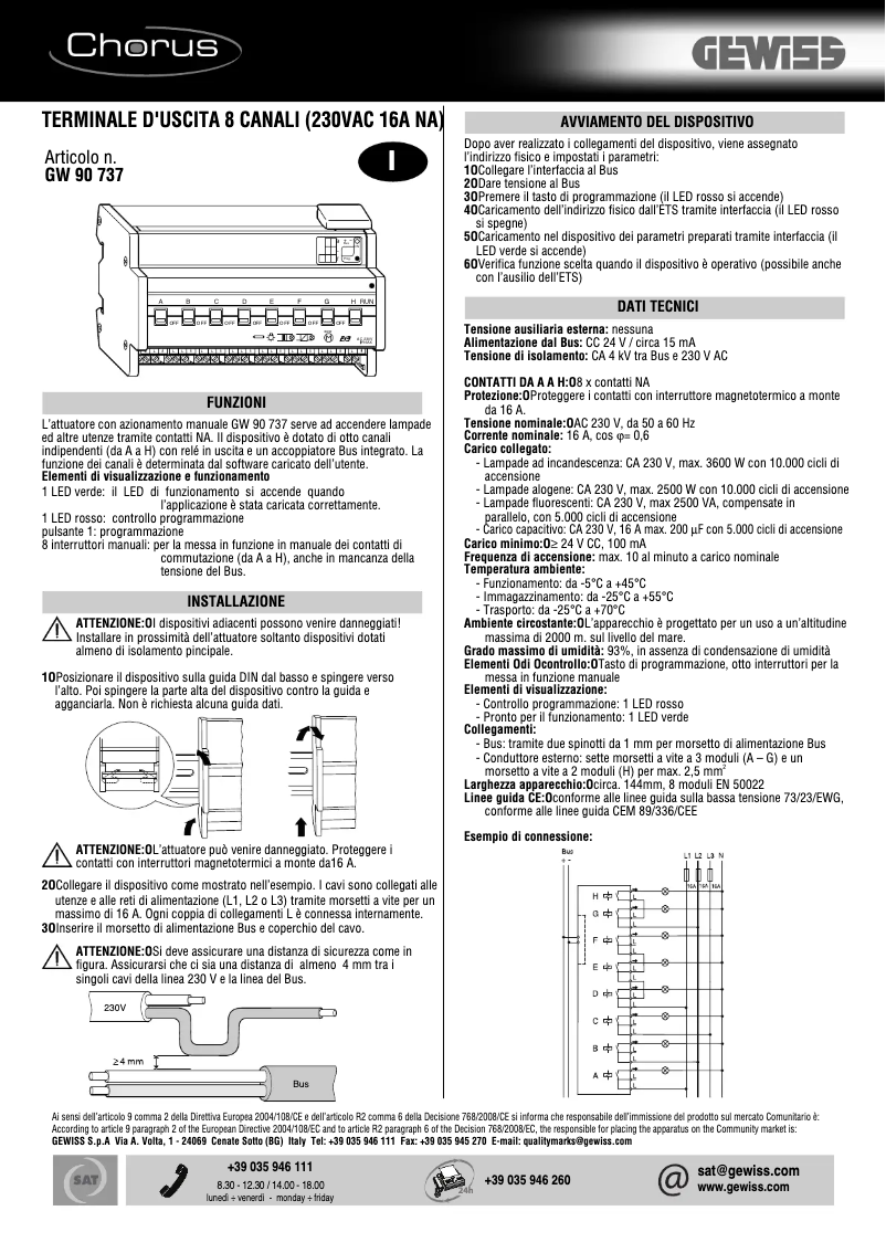 Page 1 of the manual User Manual Gewiss GW90737