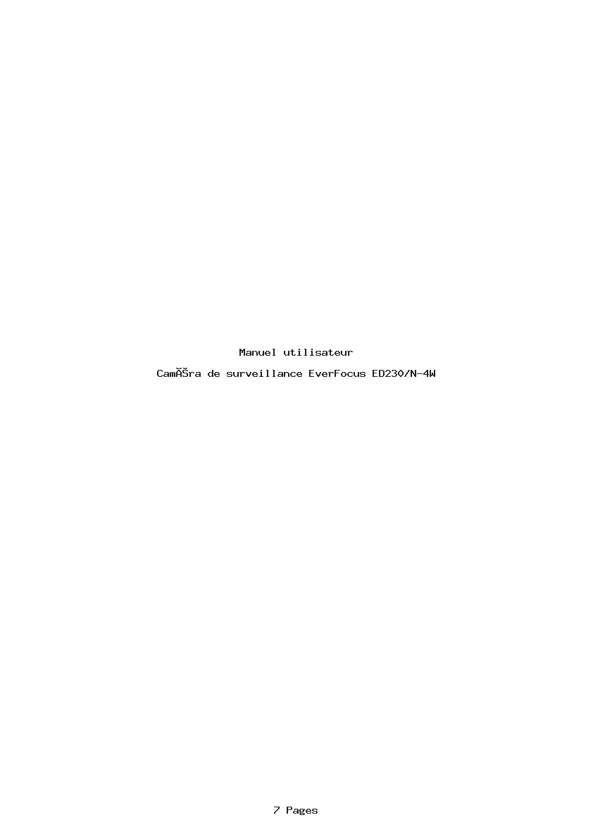 Page 1 de la notice Manuel utilisateur EverFocus ED230/N-4W