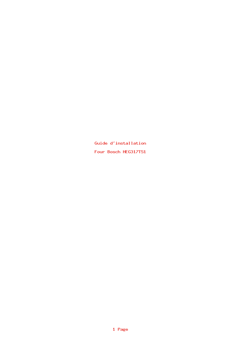 Page 1 de la notice Guide d'installation Bosch HEG317TS1