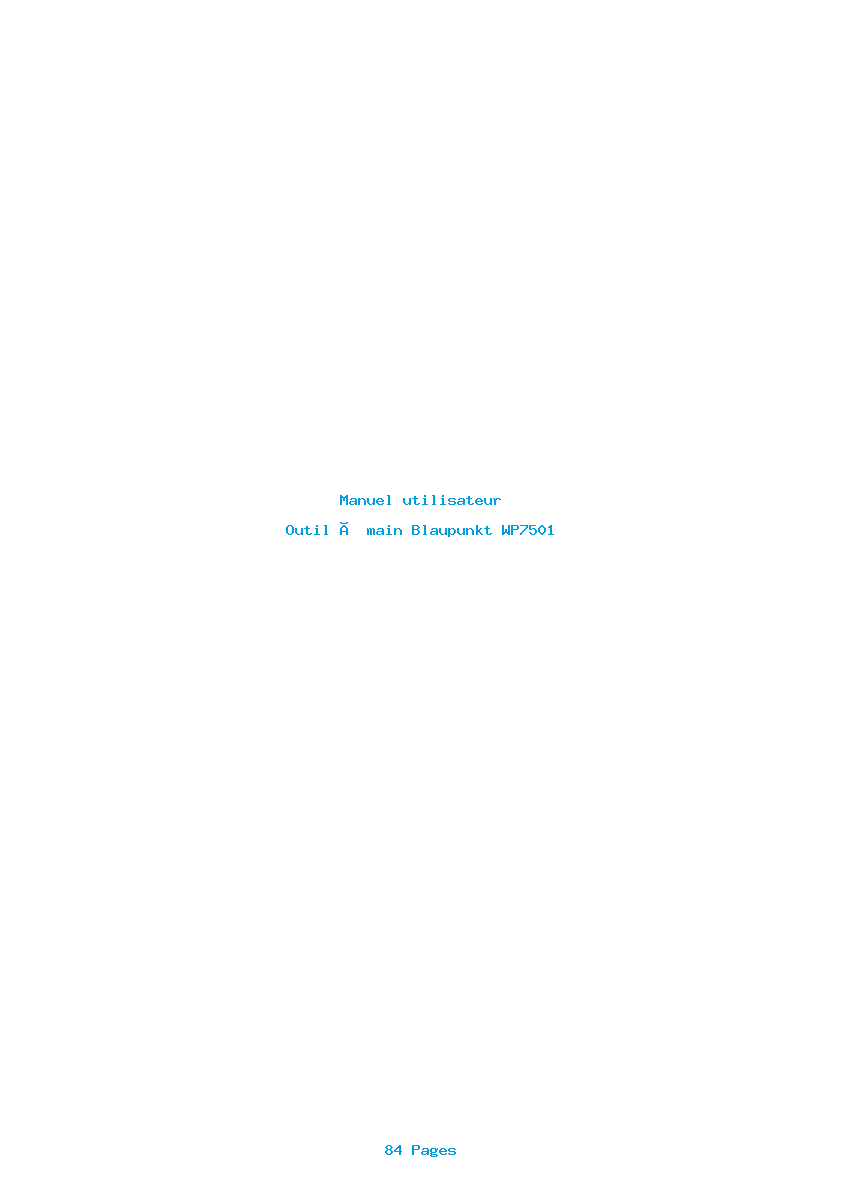 Page 1 de la notice Manuel utilisateur Blaupunkt WP7501