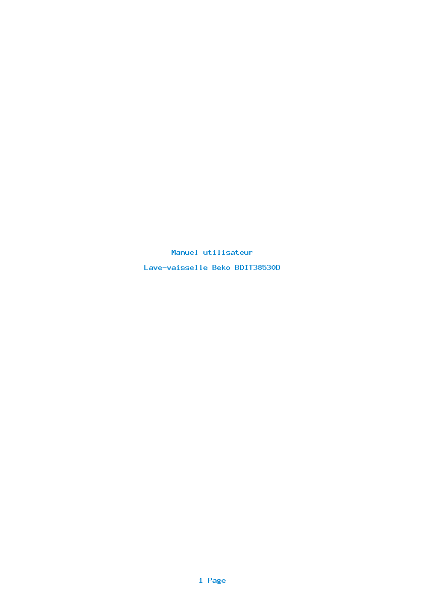 Page 1 de la notice Manuel utilisateur Beko BDIT38530D