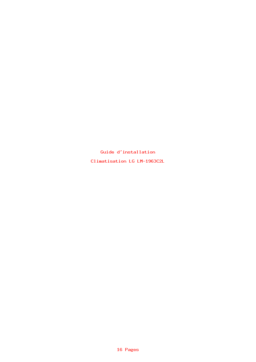 Page 1 de la notice Guide d'installation LG LM-1963C2L