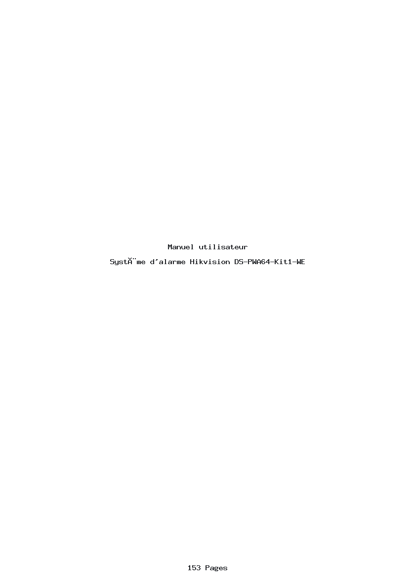 Page 1 de la notice Manuel utilisateur Hikvision DS-PWA64-Kit1-WE