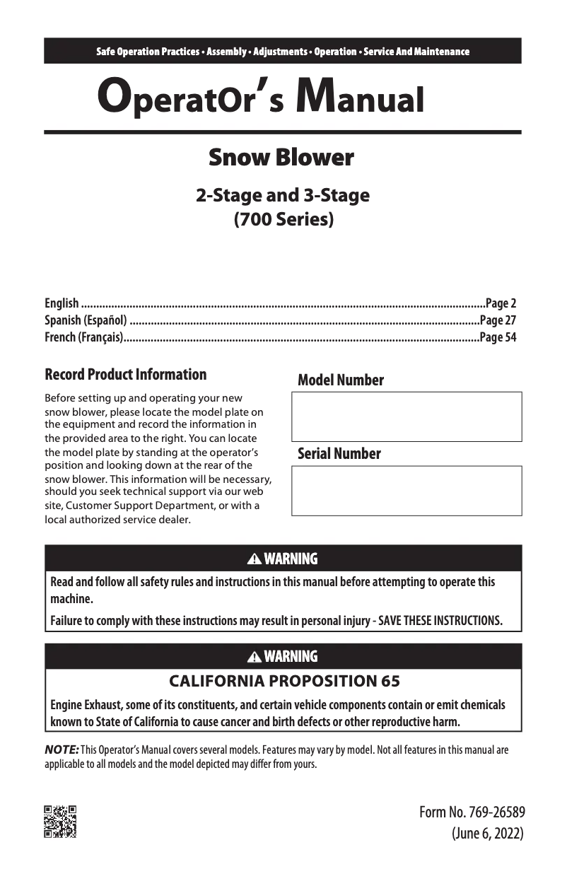 Page 1 de la notice Manuel utilisateur Troy-Bilt Storm Tracker 2890