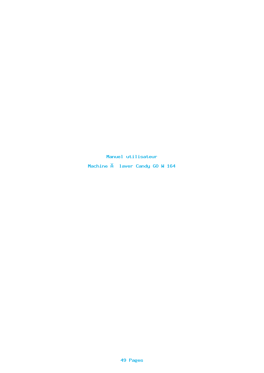 Page 1 de la notice Manuel utilisateur Candy GO W 164