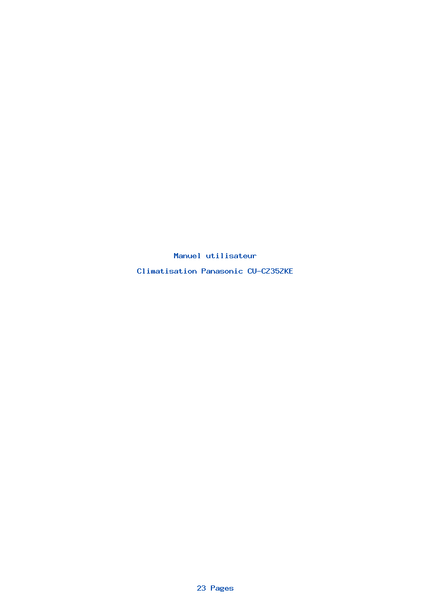 Page 1 de la notice Manuel utilisateur Panasonic CU-CZ35ZKE