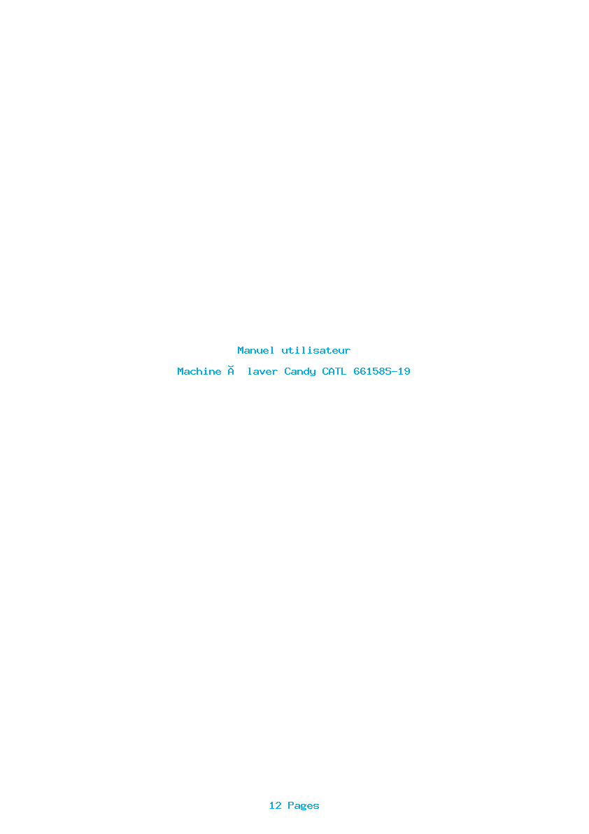 Page 1 de la notice Manuel utilisateur Candy CATL 66158S-19
