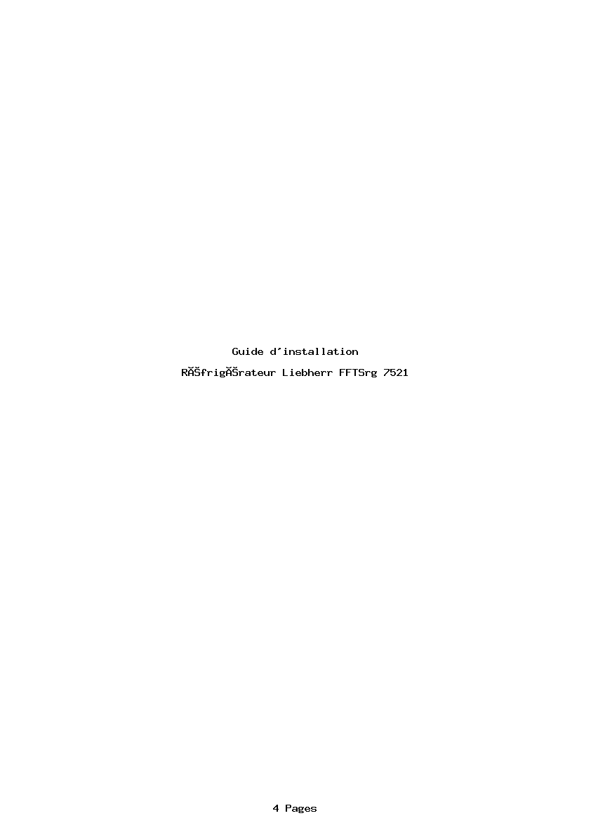 Page 1 de la notice Guide d'installation Liebherr FFTSrg 7521