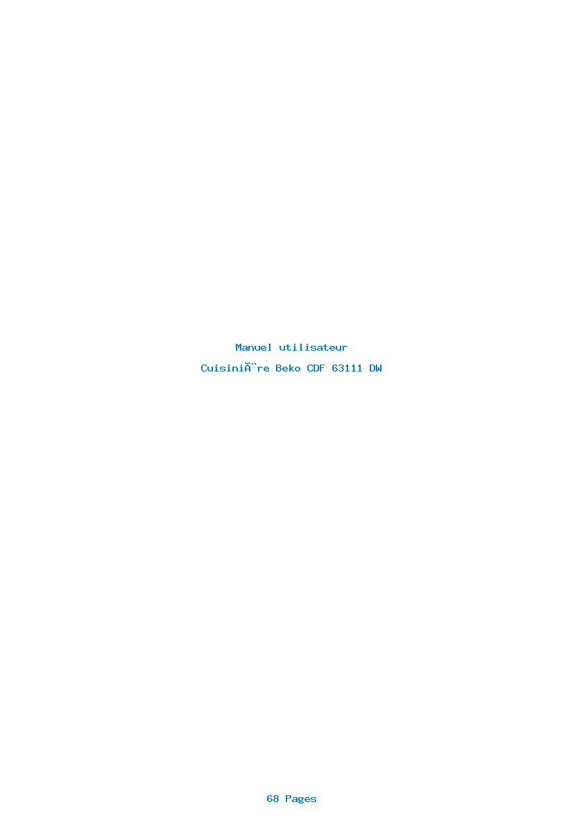Page 1 de la notice Manuel utilisateur Beko CDF 63111 DW