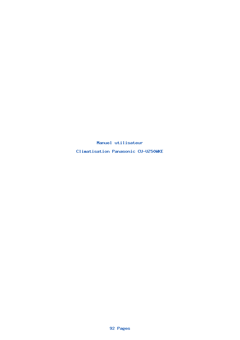 Page 1 de la notice Manuel utilisateur Panasonic CU-UZ50WKE