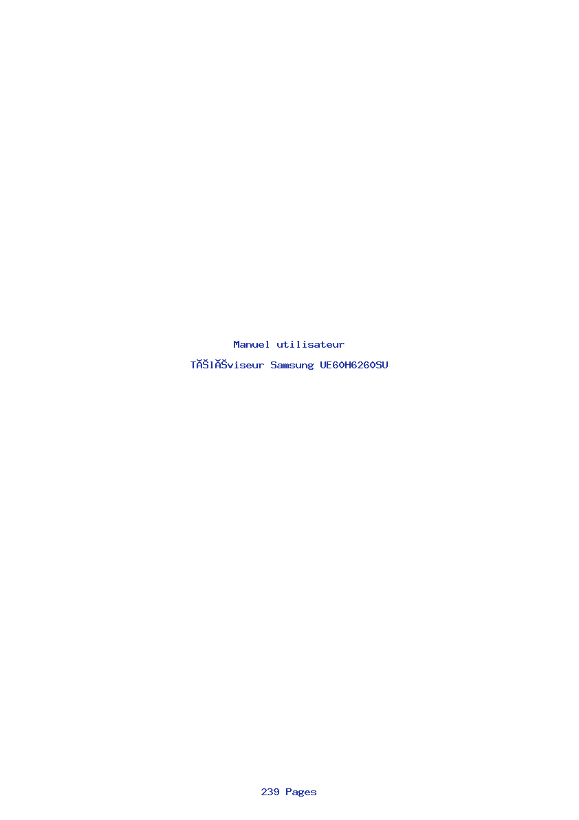 Page 1 de la notice Manuel utilisateur Samsung UE60H6260SU