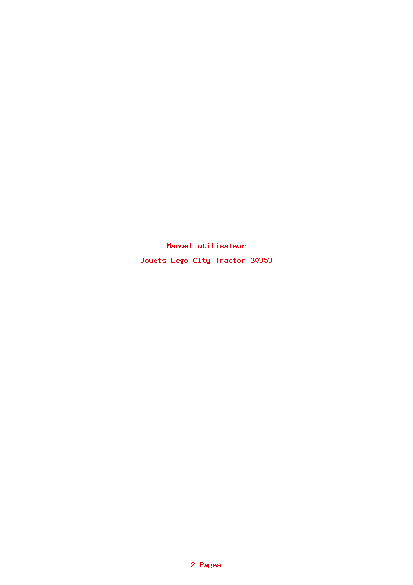 Page 1 de la notice Manuel utilisateur Lego City Tractor 30353