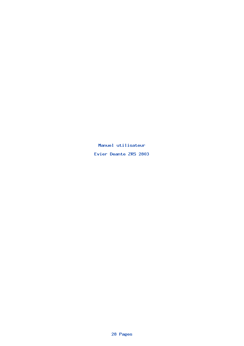 Page 1 de la notice Manuel utilisateur Deante ZRS 2803