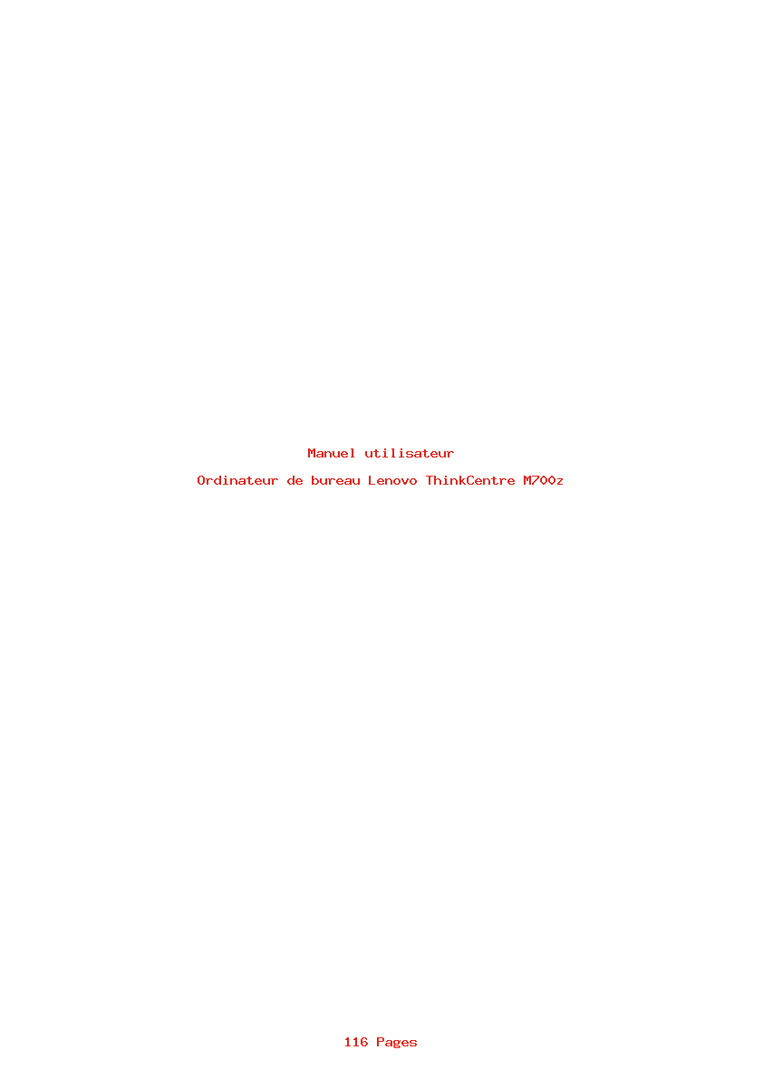 Page 1 de la notice Manuel utilisateur Lenovo ThinkCentre M700z