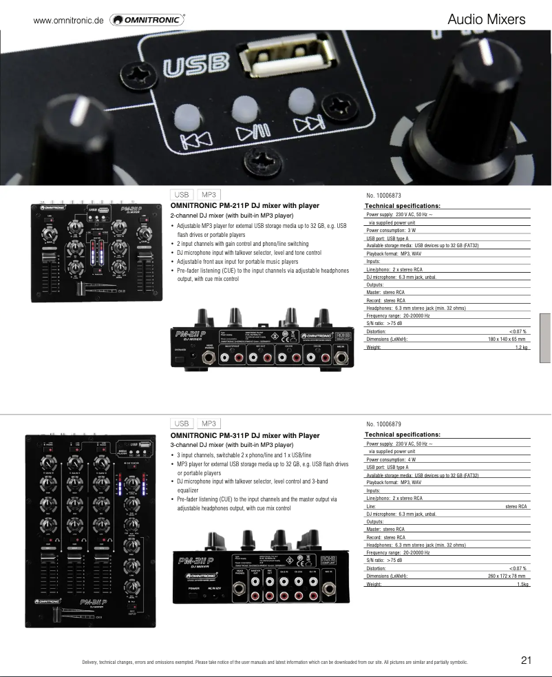 Page 1 de la notice Catalogue Omnitronic PM-311P