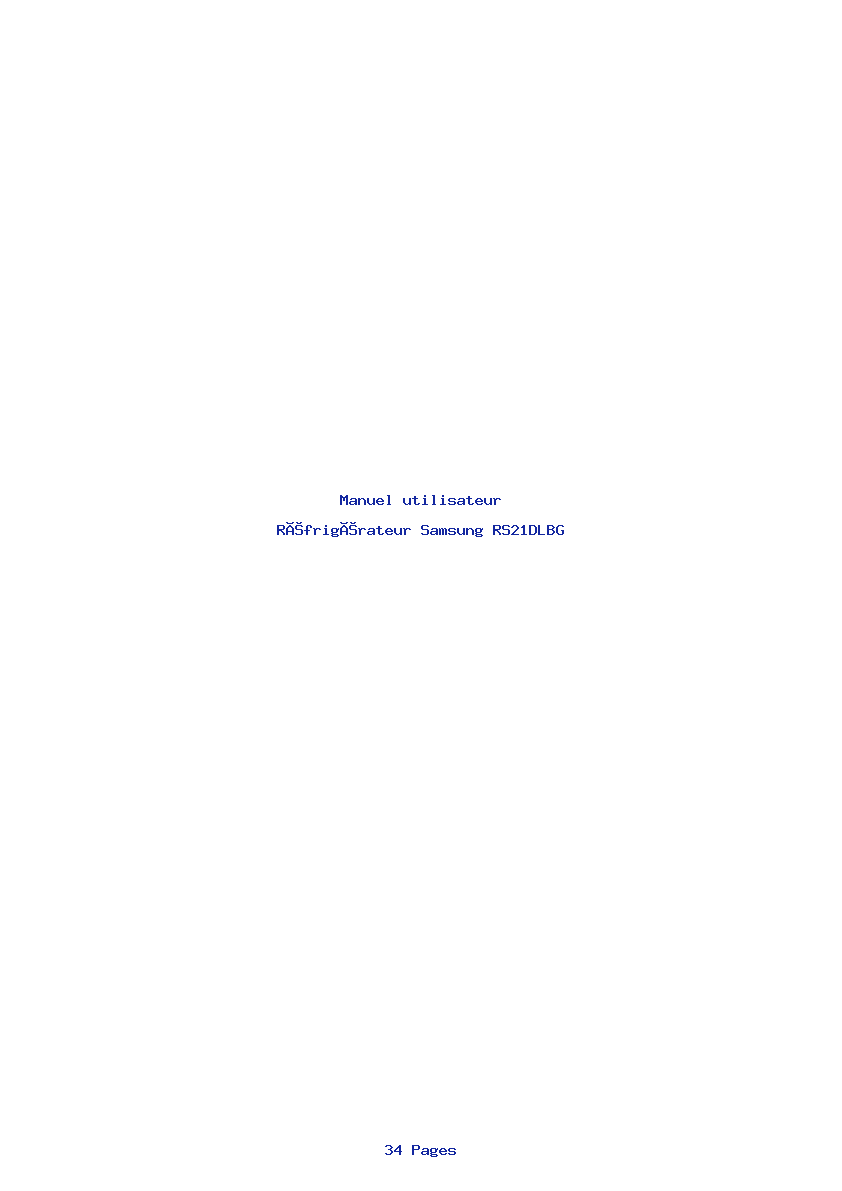 Page 1 de la notice Manuel utilisateur Samsung RS21DLBG