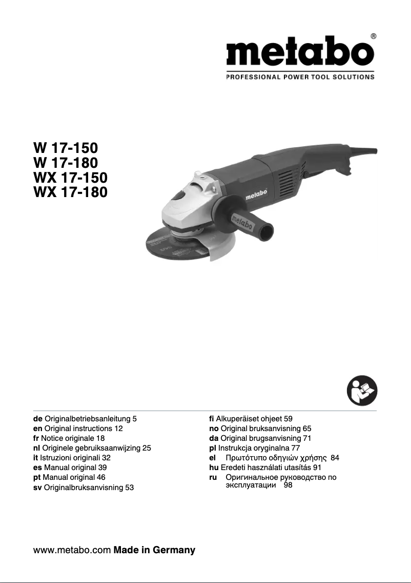 Page 1 of the manual User Manual Metabo W 17-150