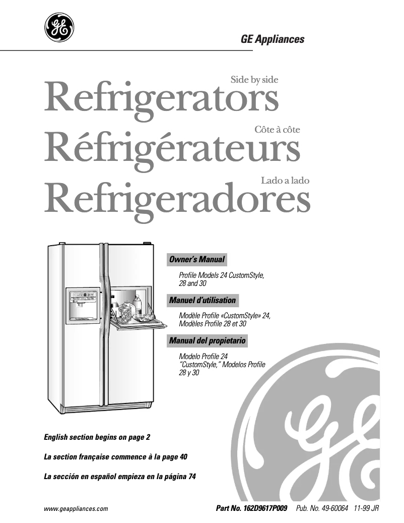 Page n°1 - Manuel d'utilisation et d'entretien GE Profile Performance TFX28PPDBB