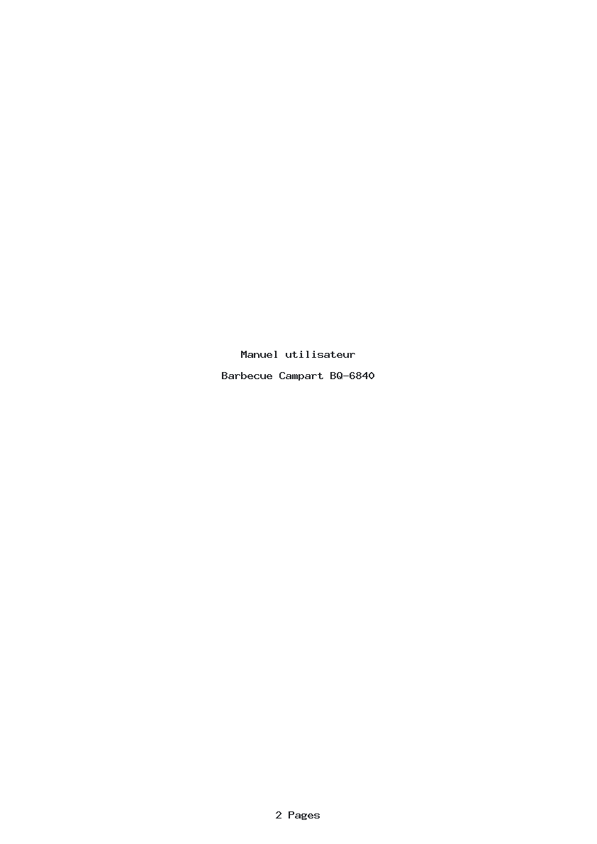 Page 1 de la notice Manuel utilisateur Campart BQ-6840