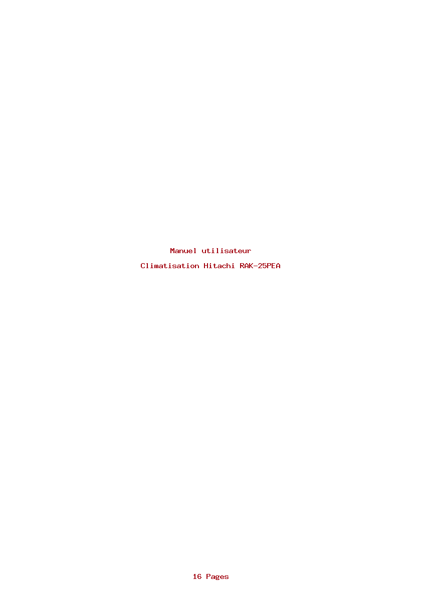 Page 1 de la notice Manuel utilisateur Hitachi RAK-25PEA